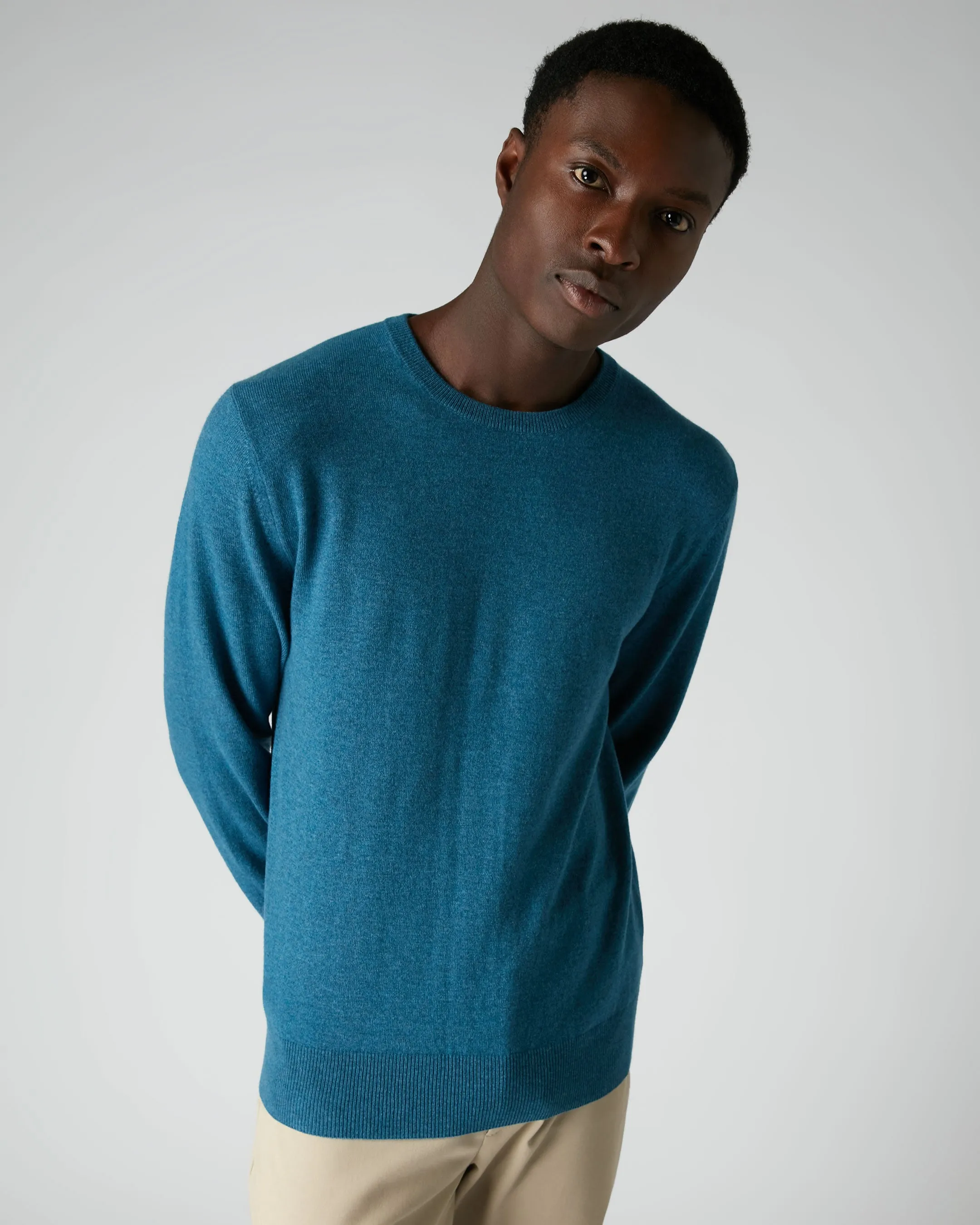 007 Crew Neck Cashmere Jumper Blue Wave