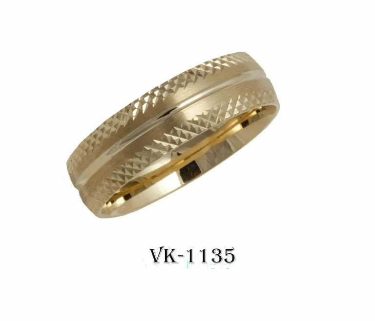 18k Solid Gold Elegant Ladies Modern Machine Finished Flat Band 6mm Ring VK1135v