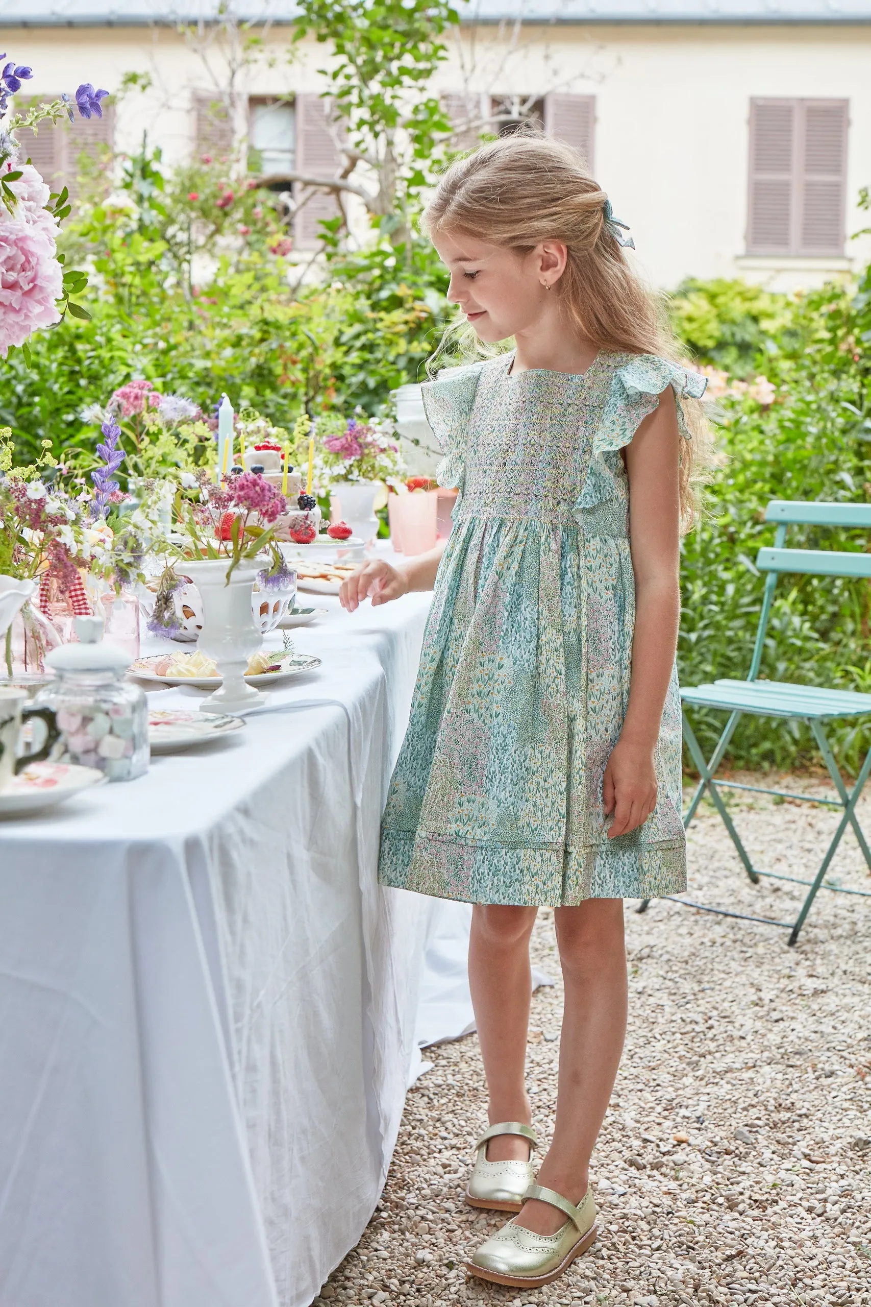 32111-LEANNE SMOCKED DRESS-Flowery Meadow Print