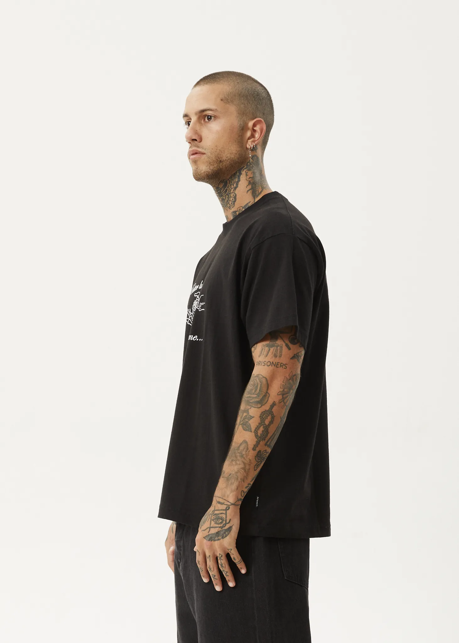 AFENDS Mens Bad Luck - Heavy Boxy Fit Tee - Black