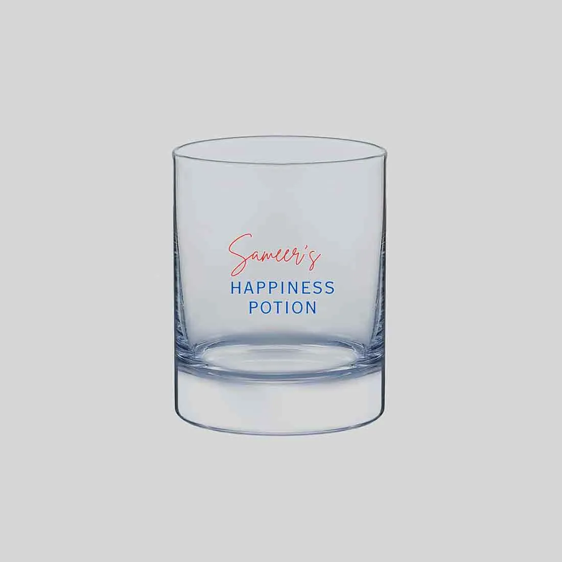 Alcohol Drinking Glass Custom Colored Name Whiskey Glasses - Happiness Potion