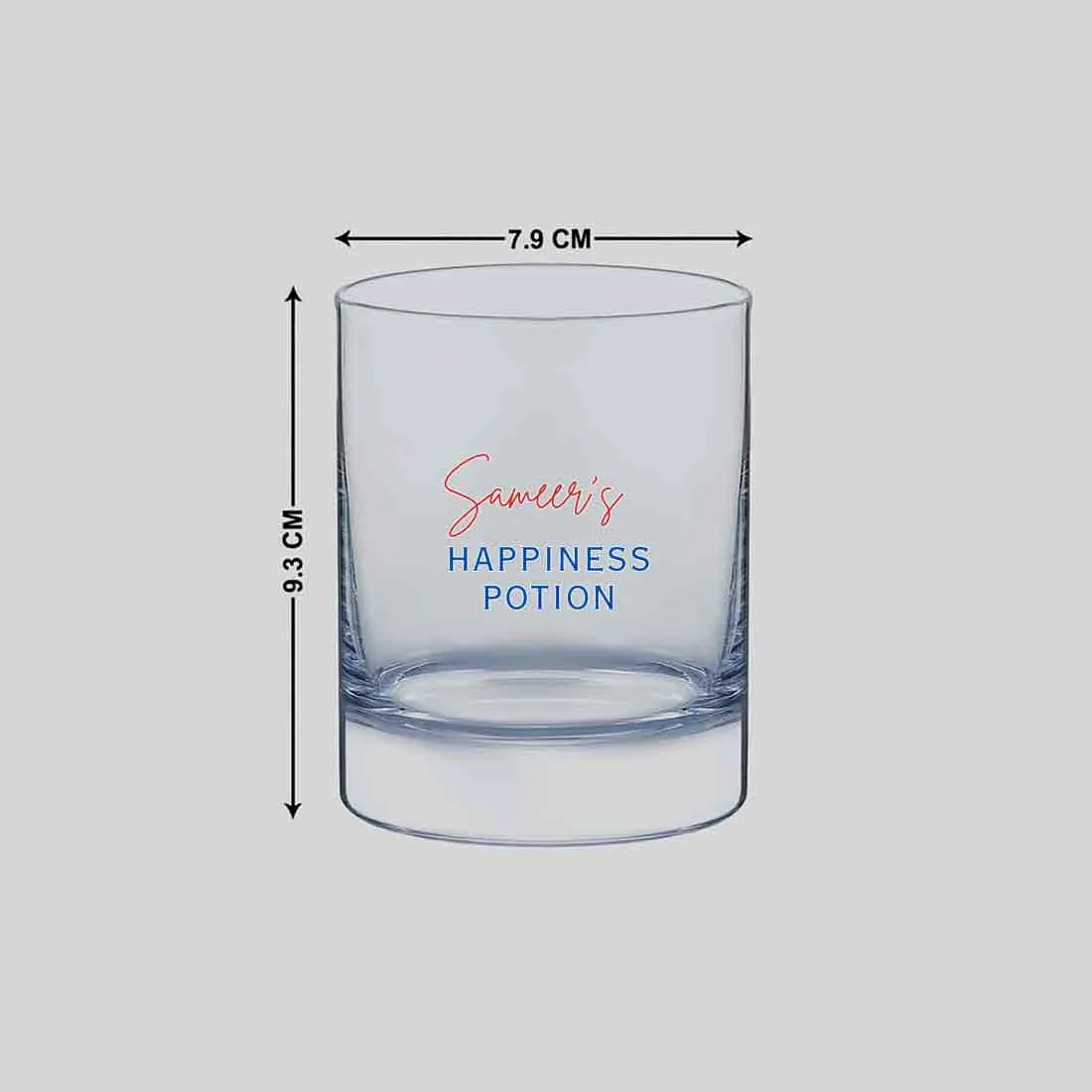 Alcohol Drinking Glass Custom Colored Name Whiskey Glasses - Happiness Potion