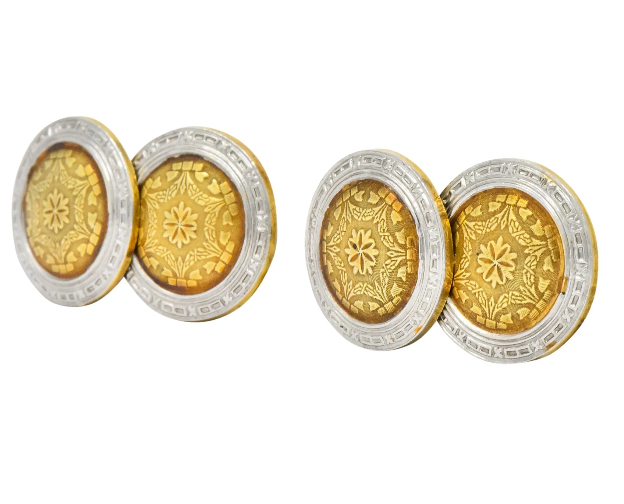 Allsopp-Steller Inc. Edwardian Platinum-Topped 14 Karat Gold Men's Cufflinks