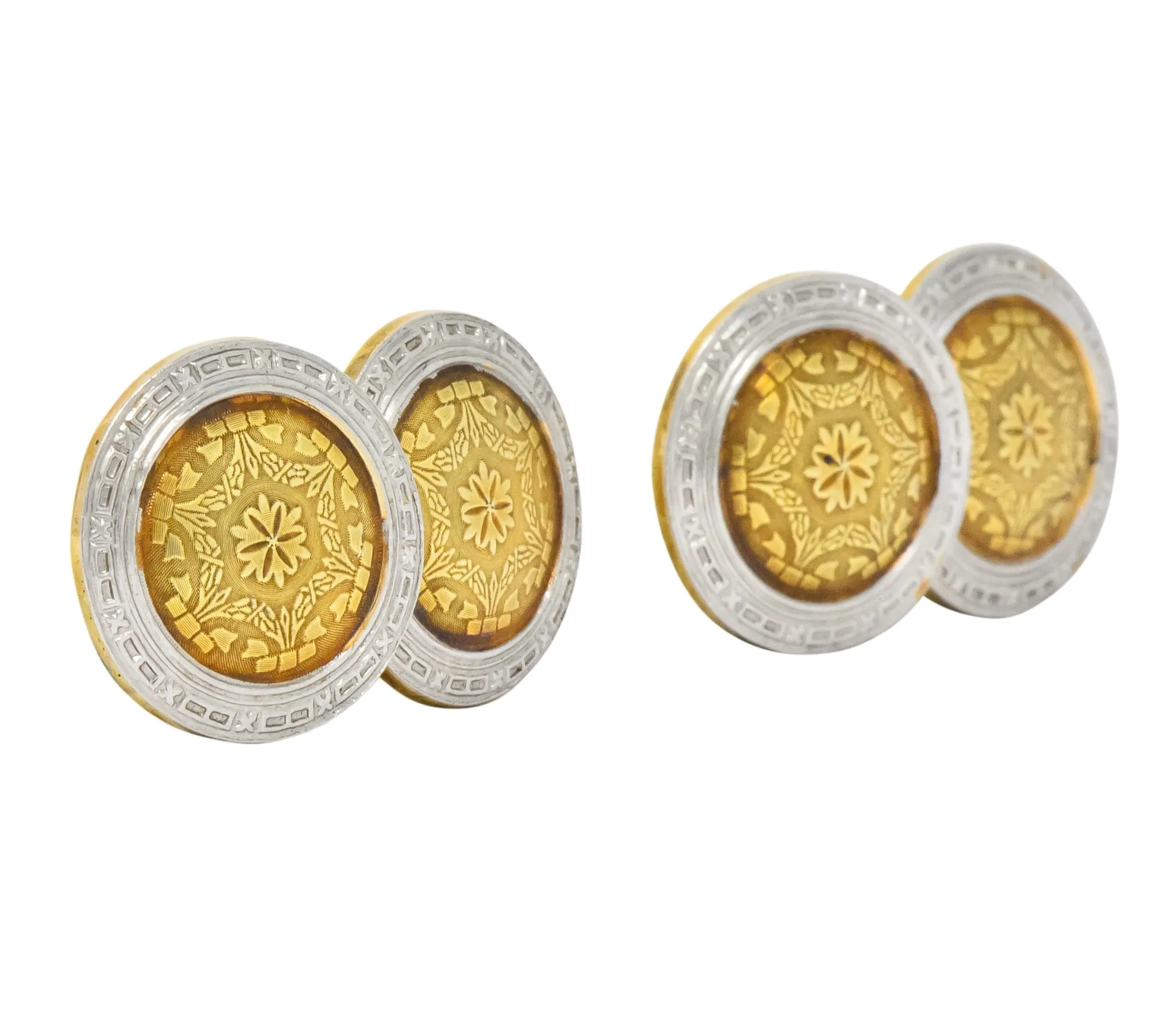 Allsopp-Steller Inc. Edwardian Platinum-Topped 14 Karat Gold Men's Cufflinks