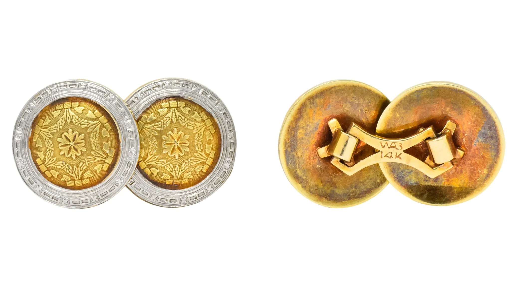 Allsopp-Steller Inc. Edwardian Platinum-Topped 14 Karat Gold Men's Cufflinks