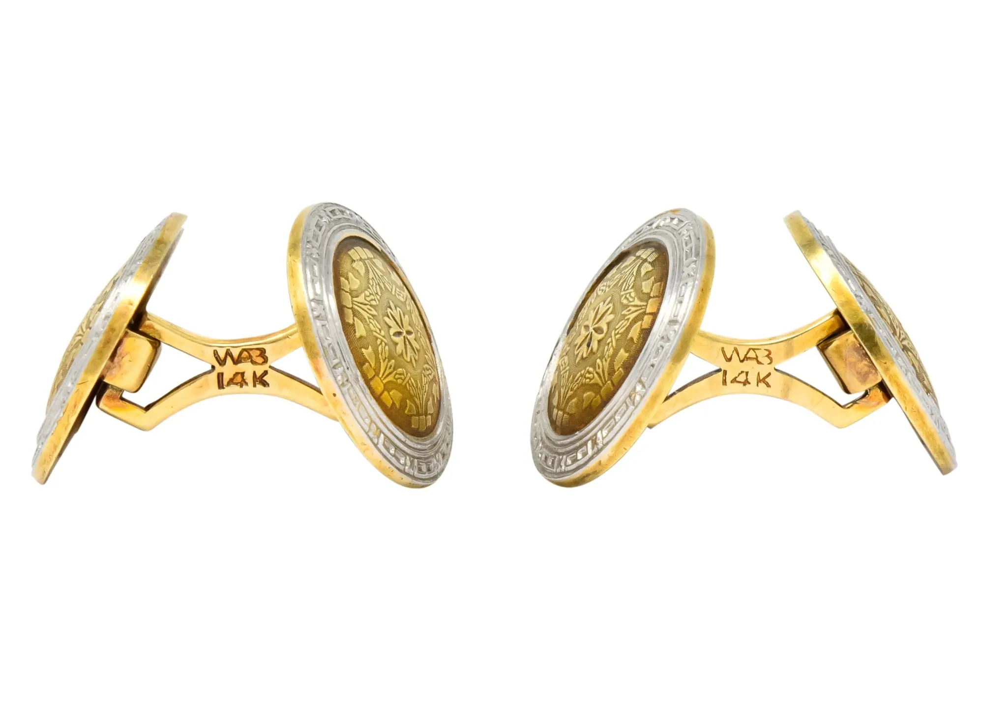 Allsopp-Steller Inc. Edwardian Platinum-Topped 14 Karat Gold Men's Cufflinks