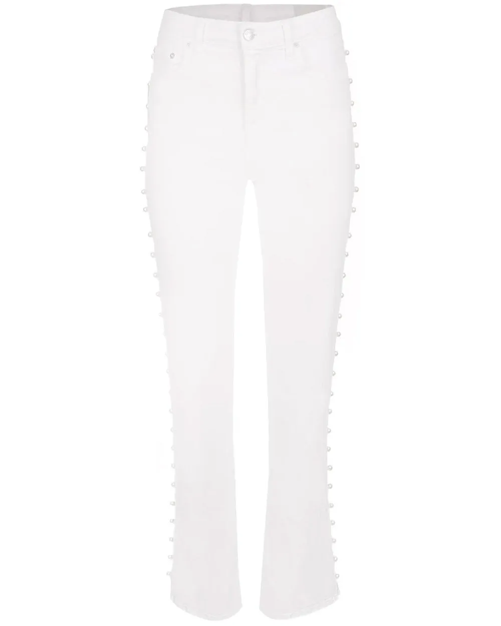 Amelia High Rise Pearl Embellished Jean in Ivory