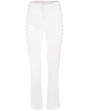 Amelia High Rise Pearl Embellished Jean in Ivory