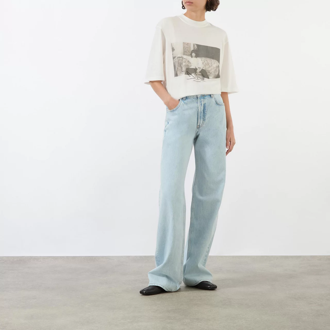 ANINE BING Hugh Wide-Leg Jeans - Light Blue