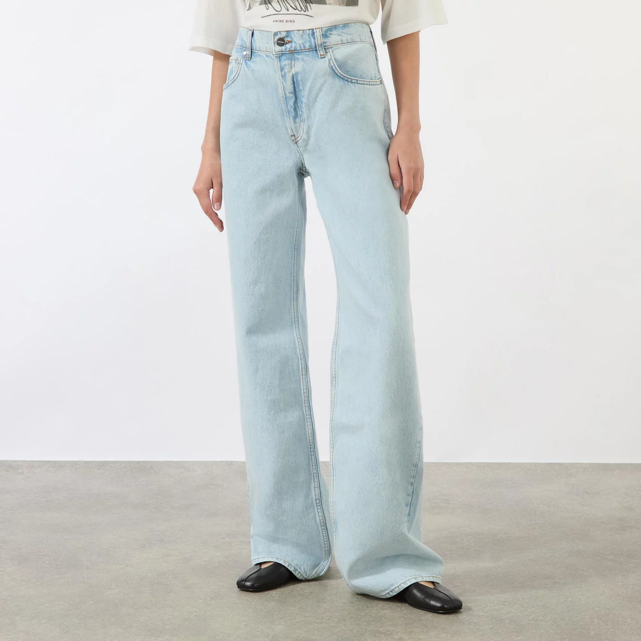 ANINE BING Hugh Wide-Leg Jeans - Light Blue