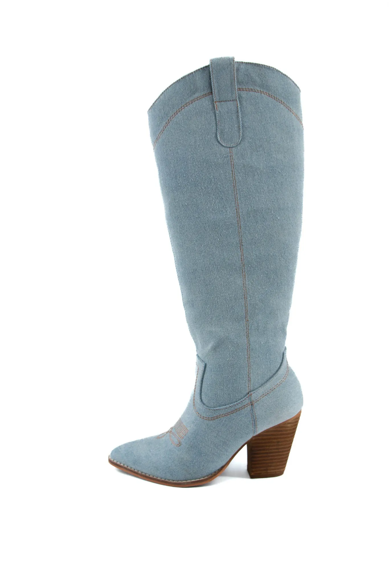 Anita Light Blue Denim Tall Point Toe Cowgirl Boot FINAL SALE