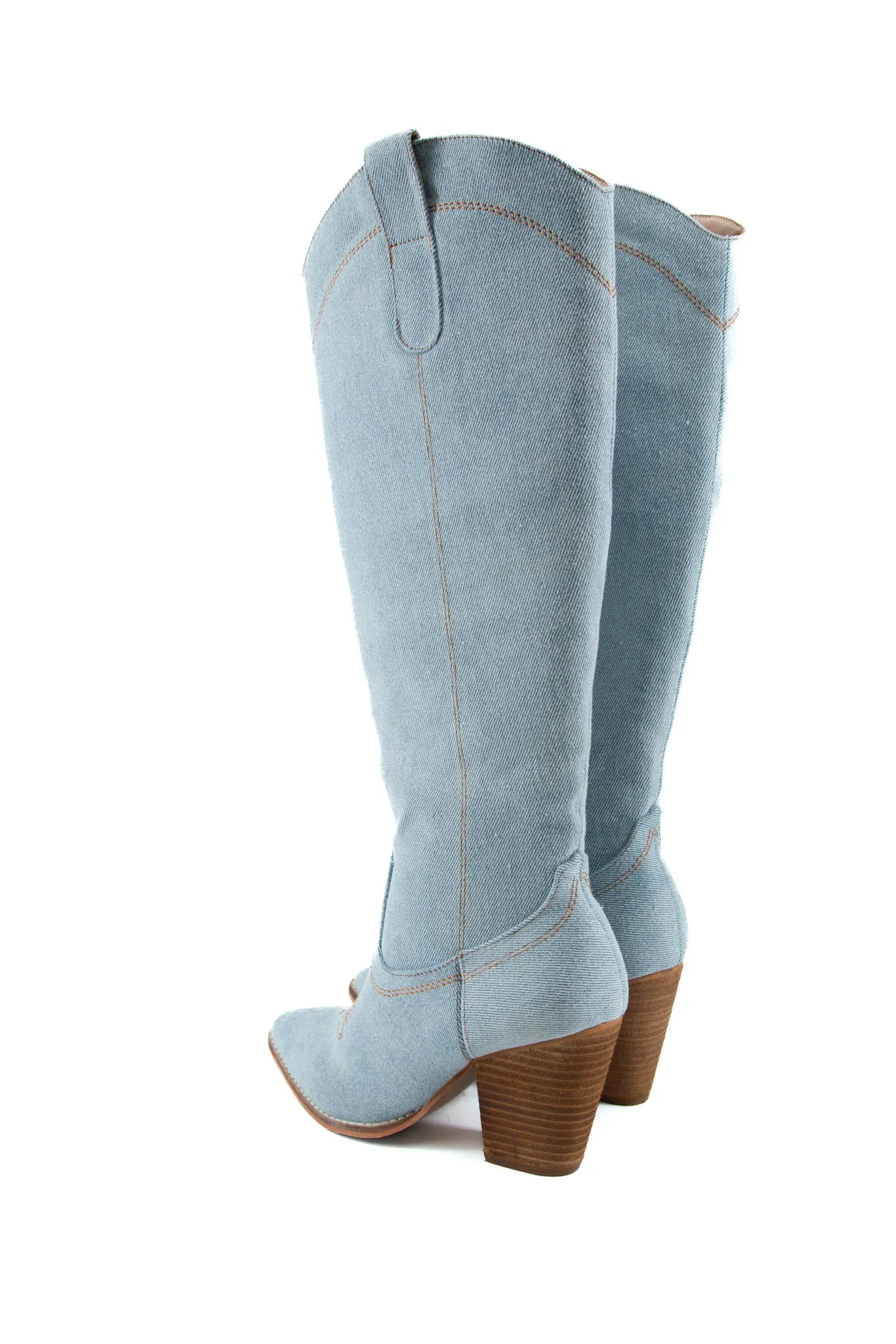 Anita Light Blue Denim Tall Point Toe Cowgirl Boot FINAL SALE