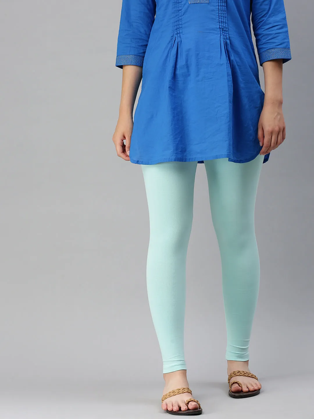 Ankle Length Leggings Cotton-Pista