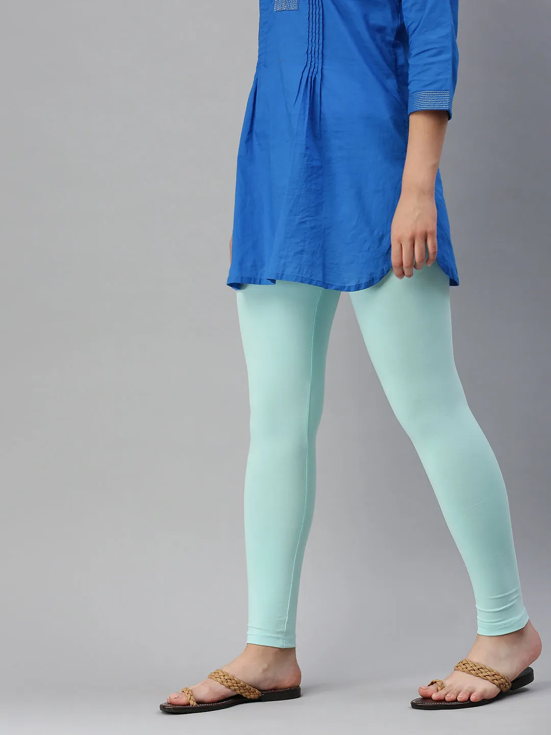 Ankle Length Leggings Cotton-Pista