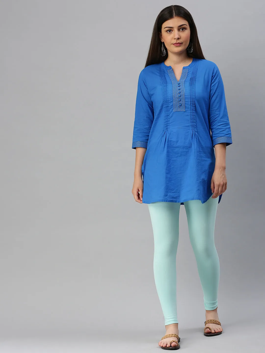 Ankle Length Leggings Cotton-Pista