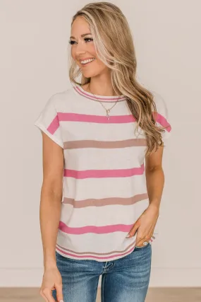 As Always Striped Knit Top- Ivory & Pink