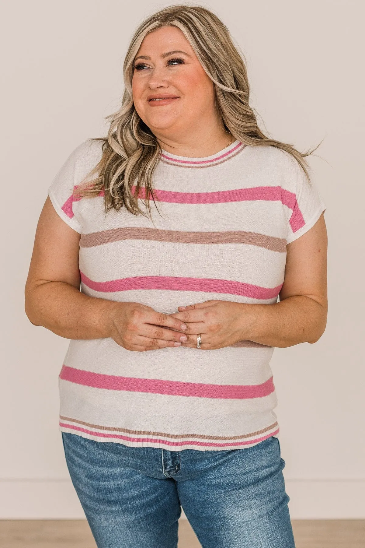 As Always Striped Knit Top- Ivory & Pink