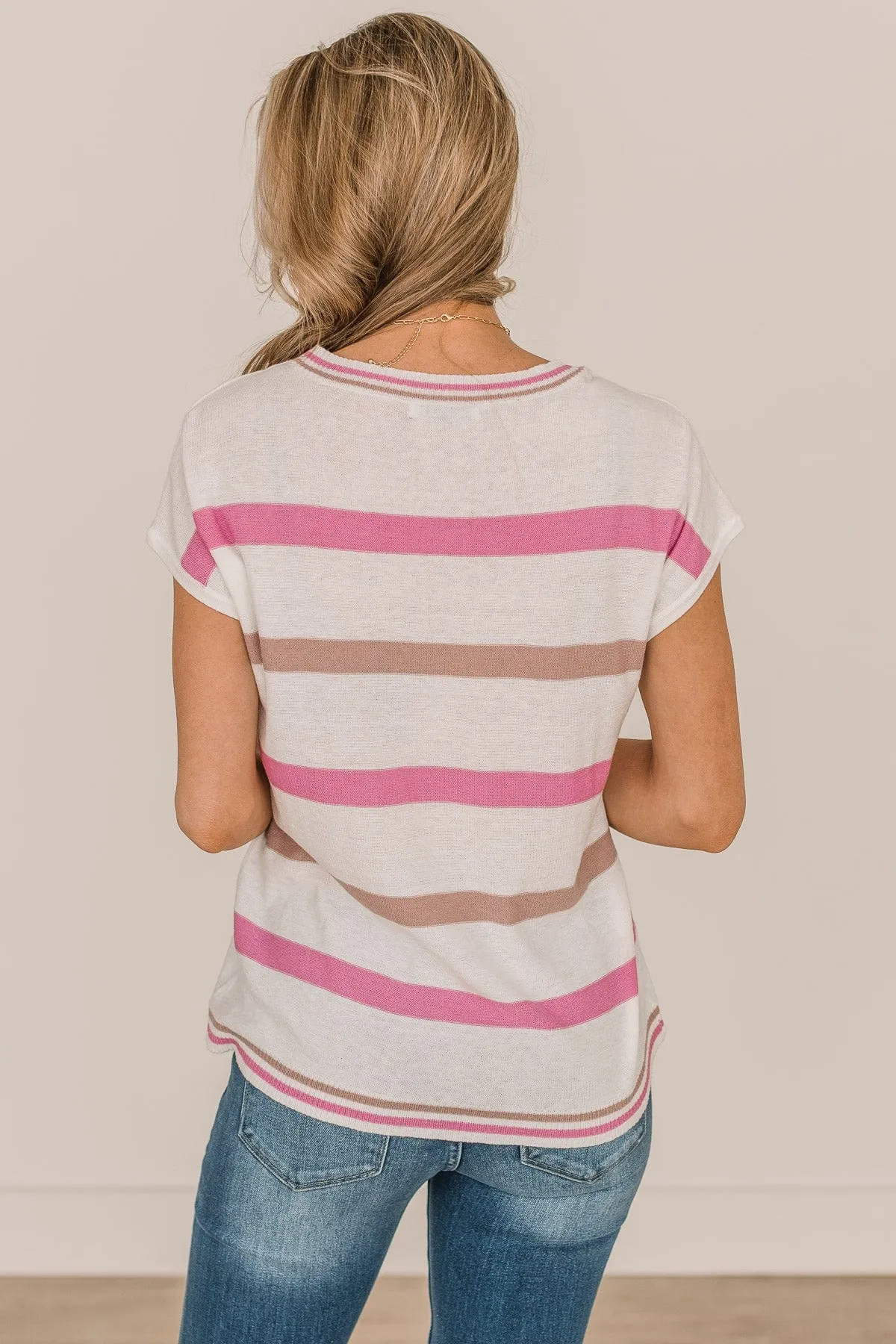 As Always Striped Knit Top- Ivory & Pink