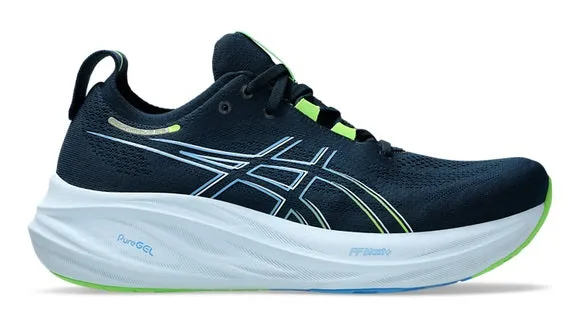 Asics Gel Nimbus 26 (4E Width) - French Blue/ Electric Lime (Mens)