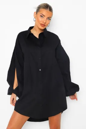 Balloon Split Sleeve Shirt Jacket Shirt Dress