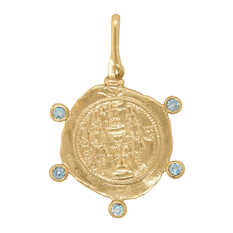 Banu Pendant with Aquamarine - 18K Gold Plated