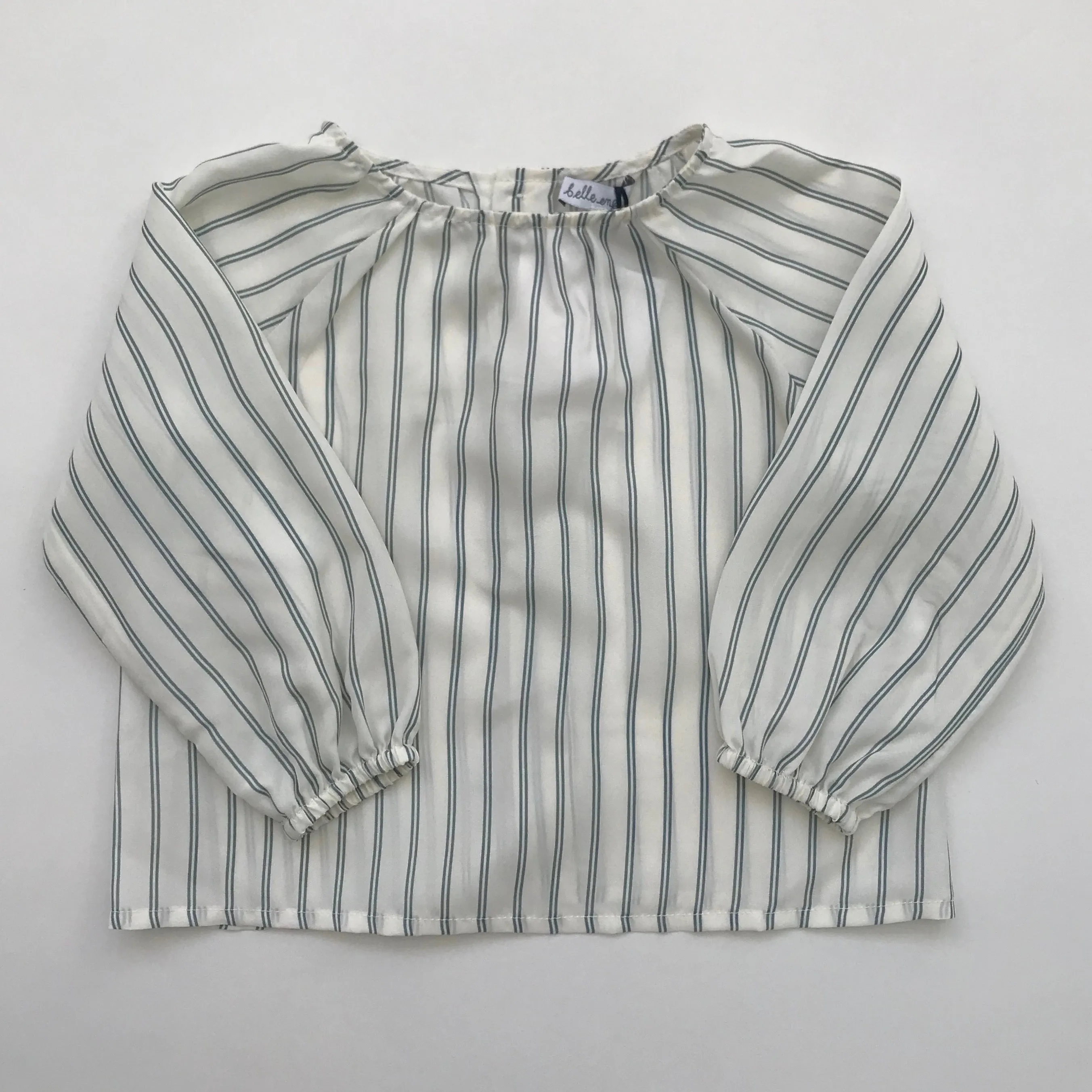 Belle Enfant Cream Stripe Silk Blouse: 6-12 Months (Brand New)