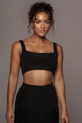 Black Gemma Crop Chenille Top