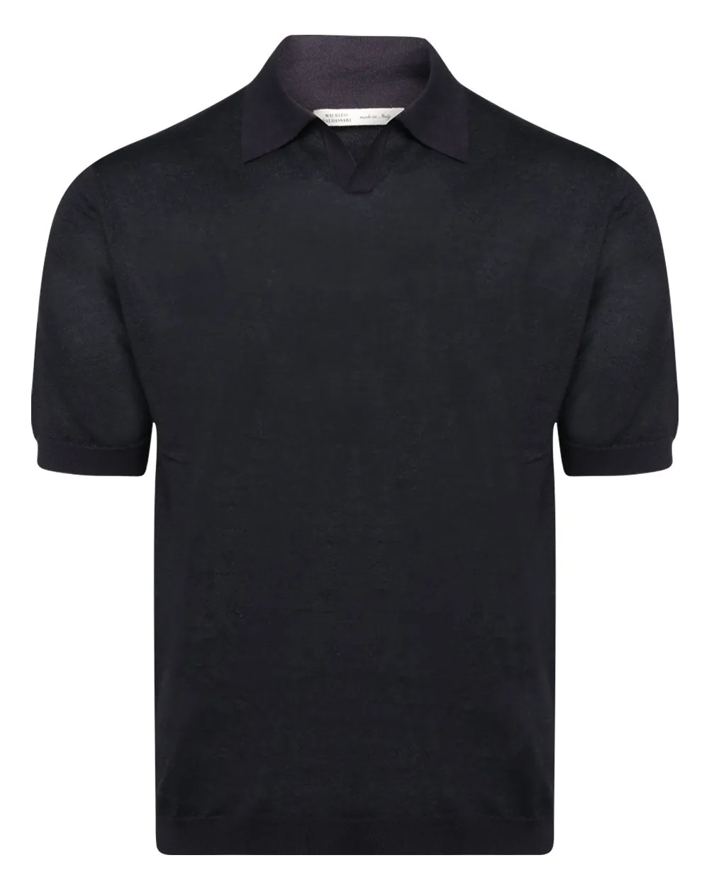 Black Knit Johnny Collar Polo