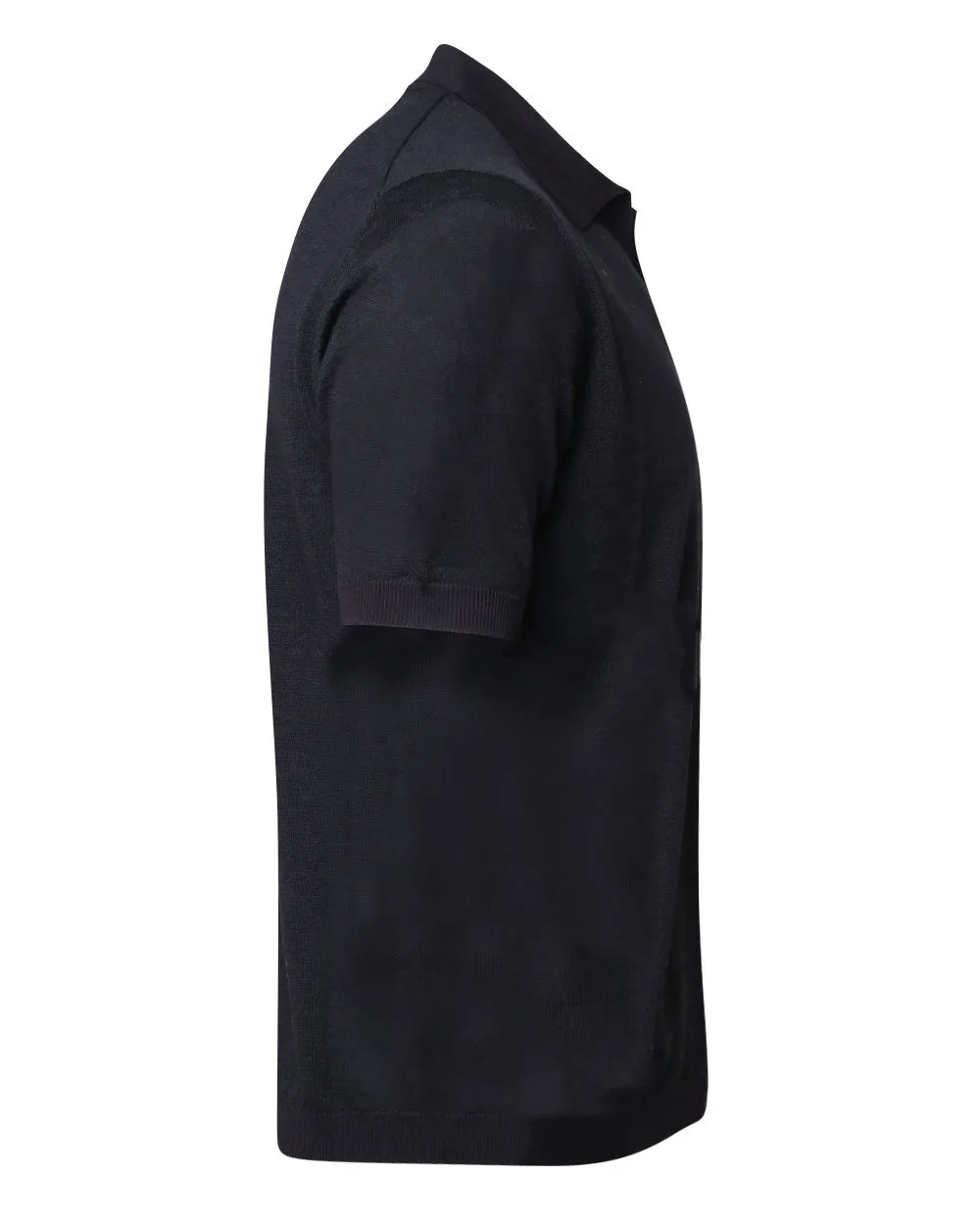 Black Knit Johnny Collar Polo