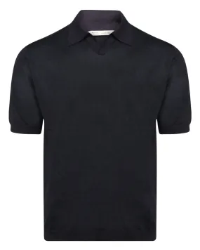 Black Knit Johnny Collar Polo