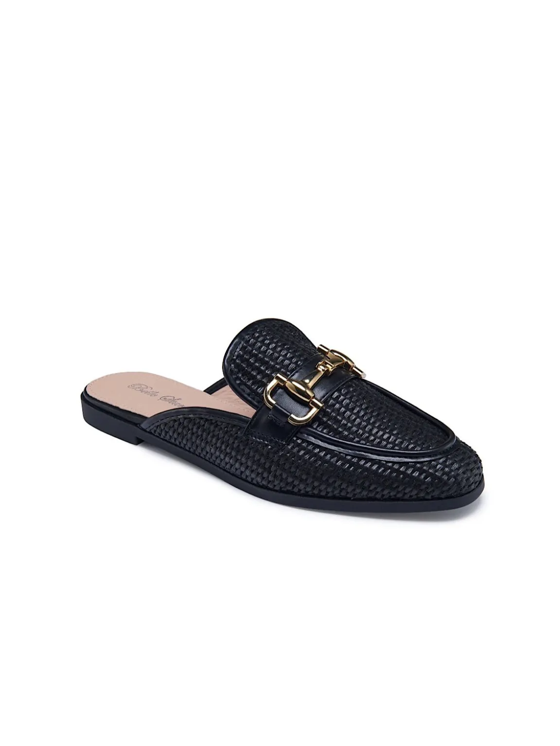 Black Weave Buckle Slip Ons