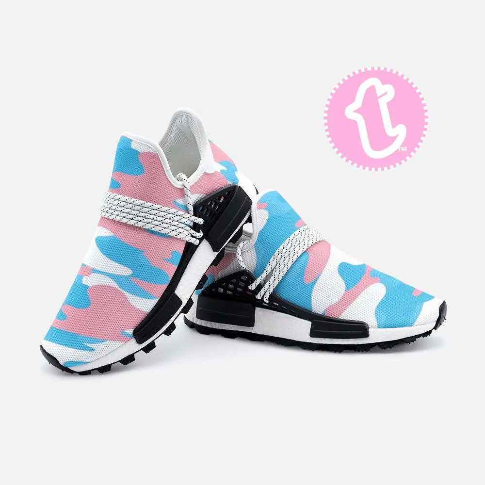 Blue Pink White Pride Camo Mesh-Knit Fabric Sneakers