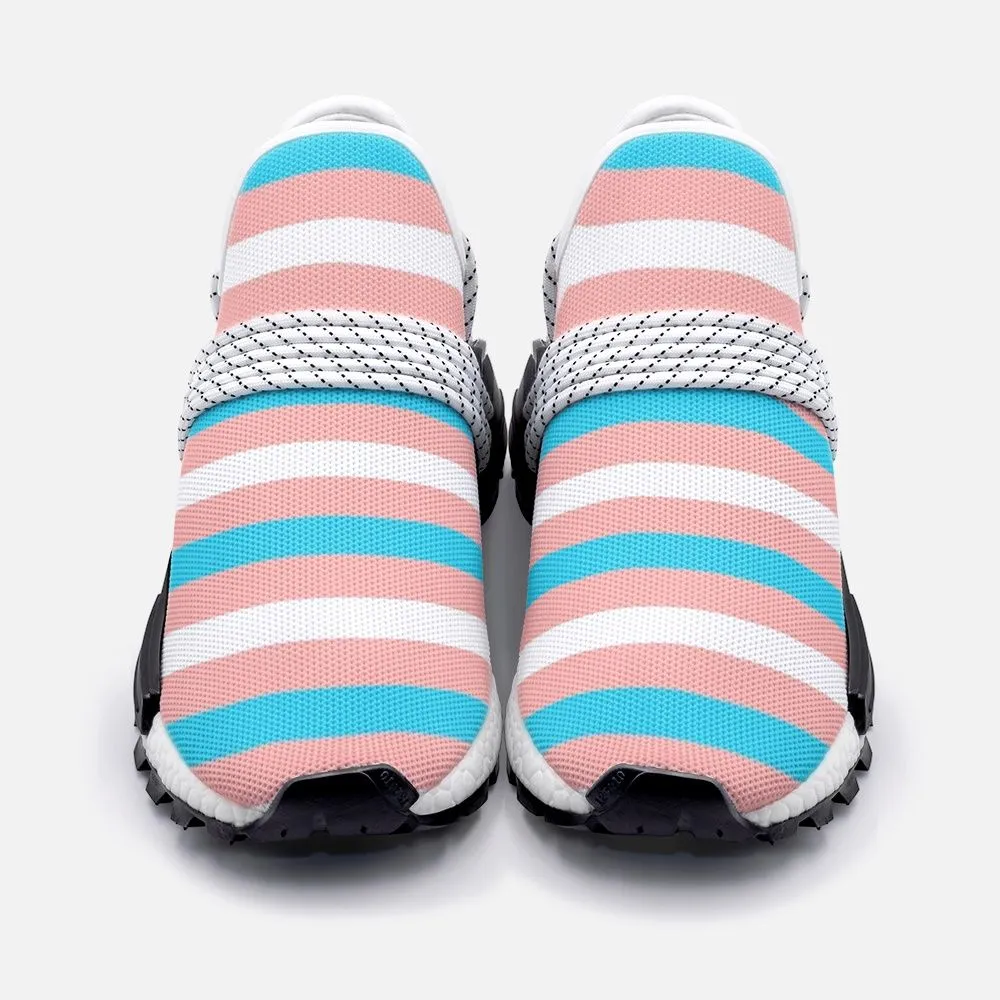 Blue Pink White Pride Candy Striped Mesh-Knit Fabric Sneakers