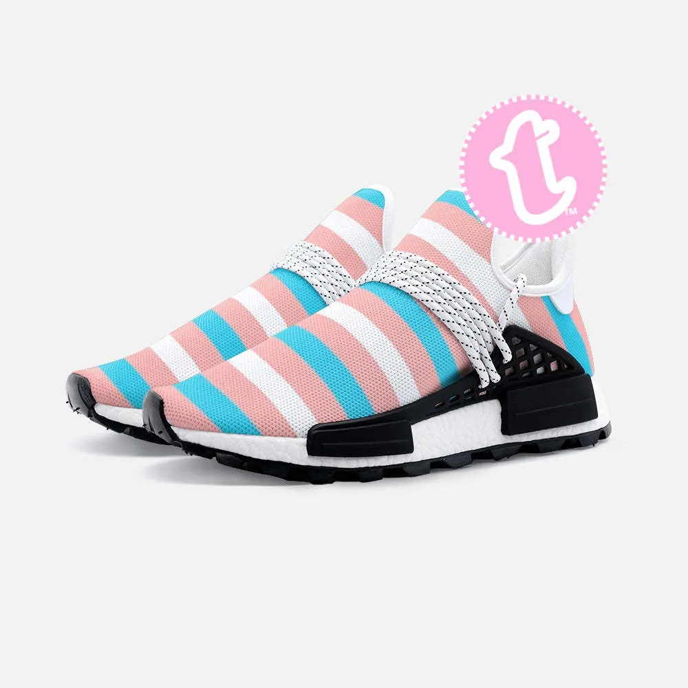 Blue Pink White Pride Candy Striped Mesh-Knit Fabric Sneakers