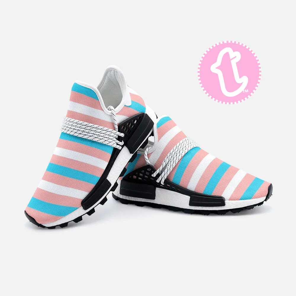 Blue Pink White Pride Candy Striped Mesh-Knit Fabric Sneakers