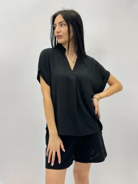 Blusa leggera con scollo alla coreana