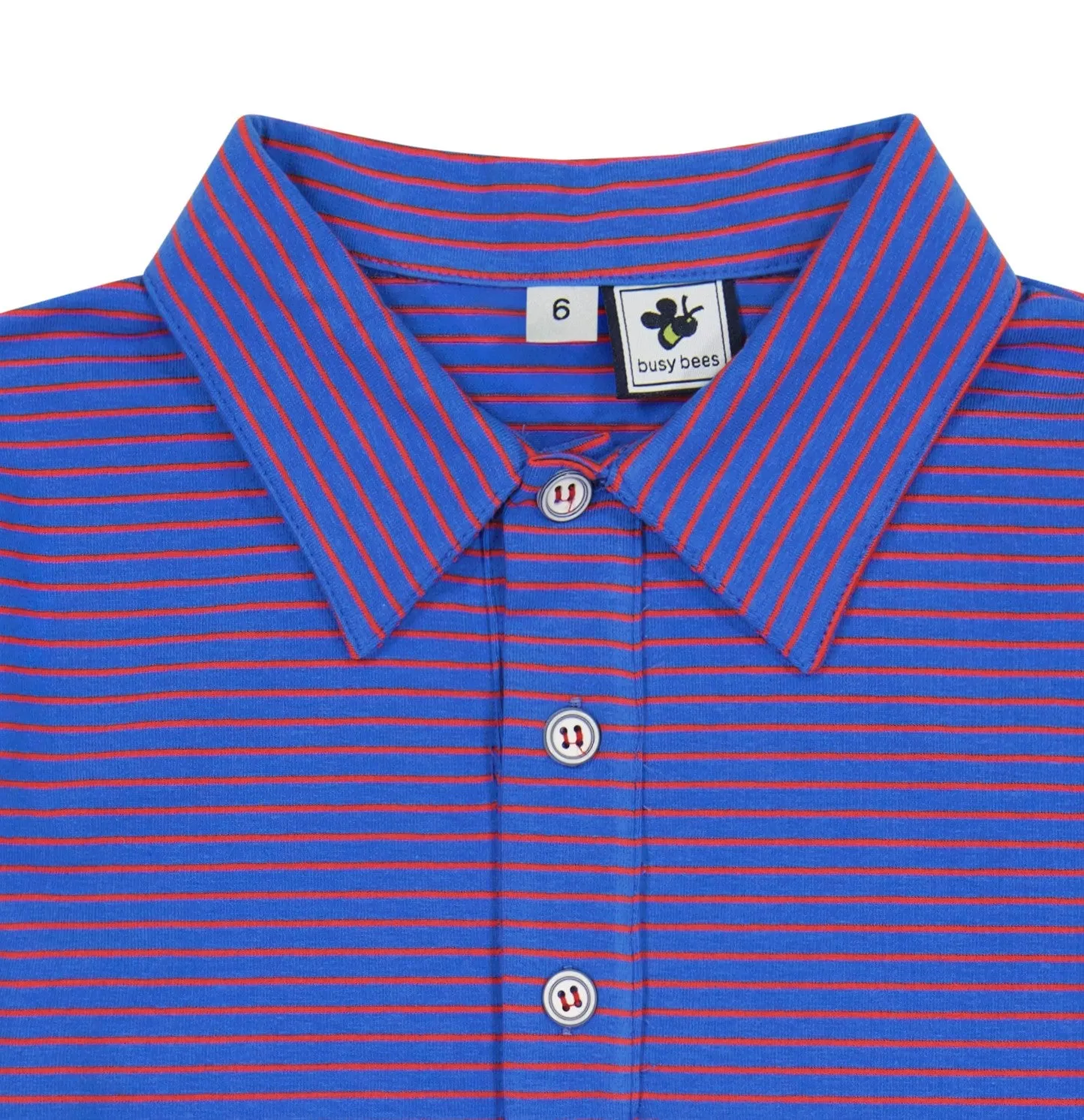 Boys Short Sleeve Polo Royal Coral Ministripe