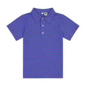 Boys Short Sleeve Polo Royal Coral Ministripe