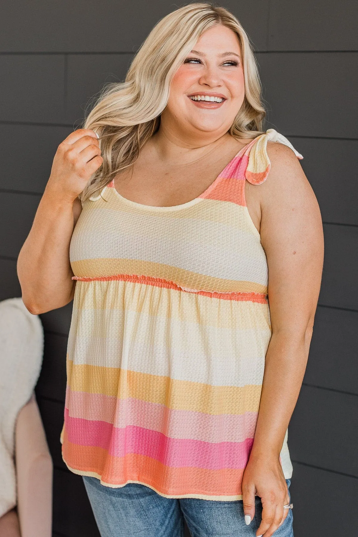 Bright Horizons Knit Tank Top- Yellow & Pink