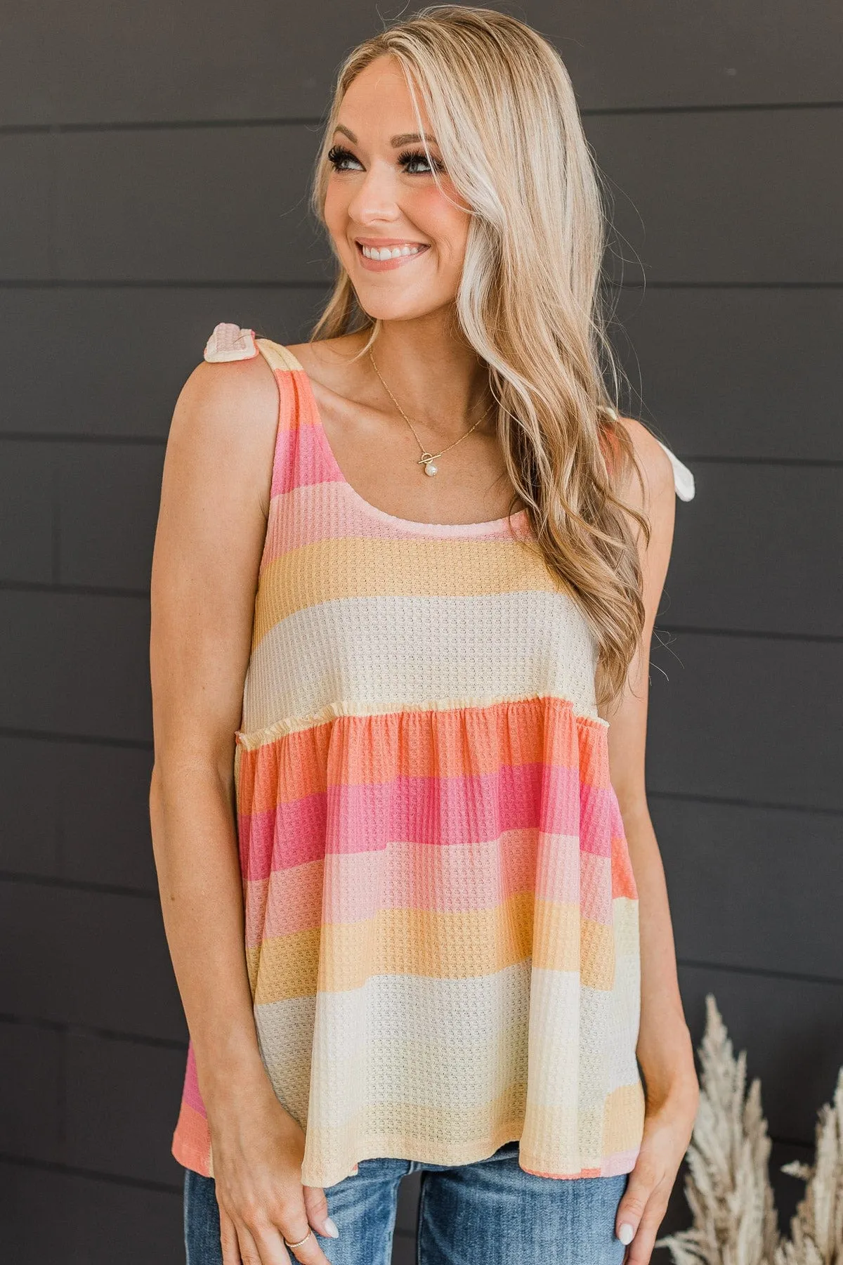 Bright Horizons Knit Tank Top- Yellow & Pink