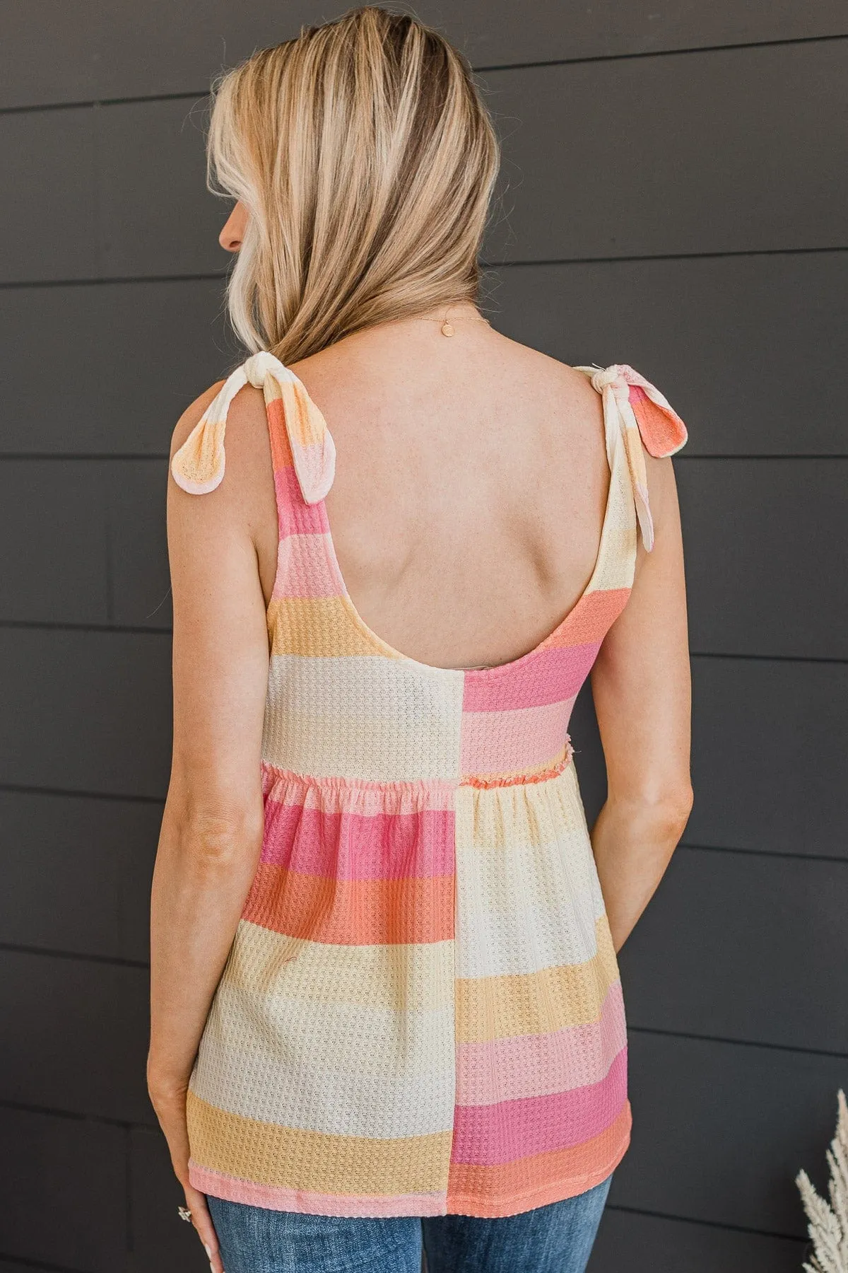 Bright Horizons Knit Tank Top- Yellow & Pink