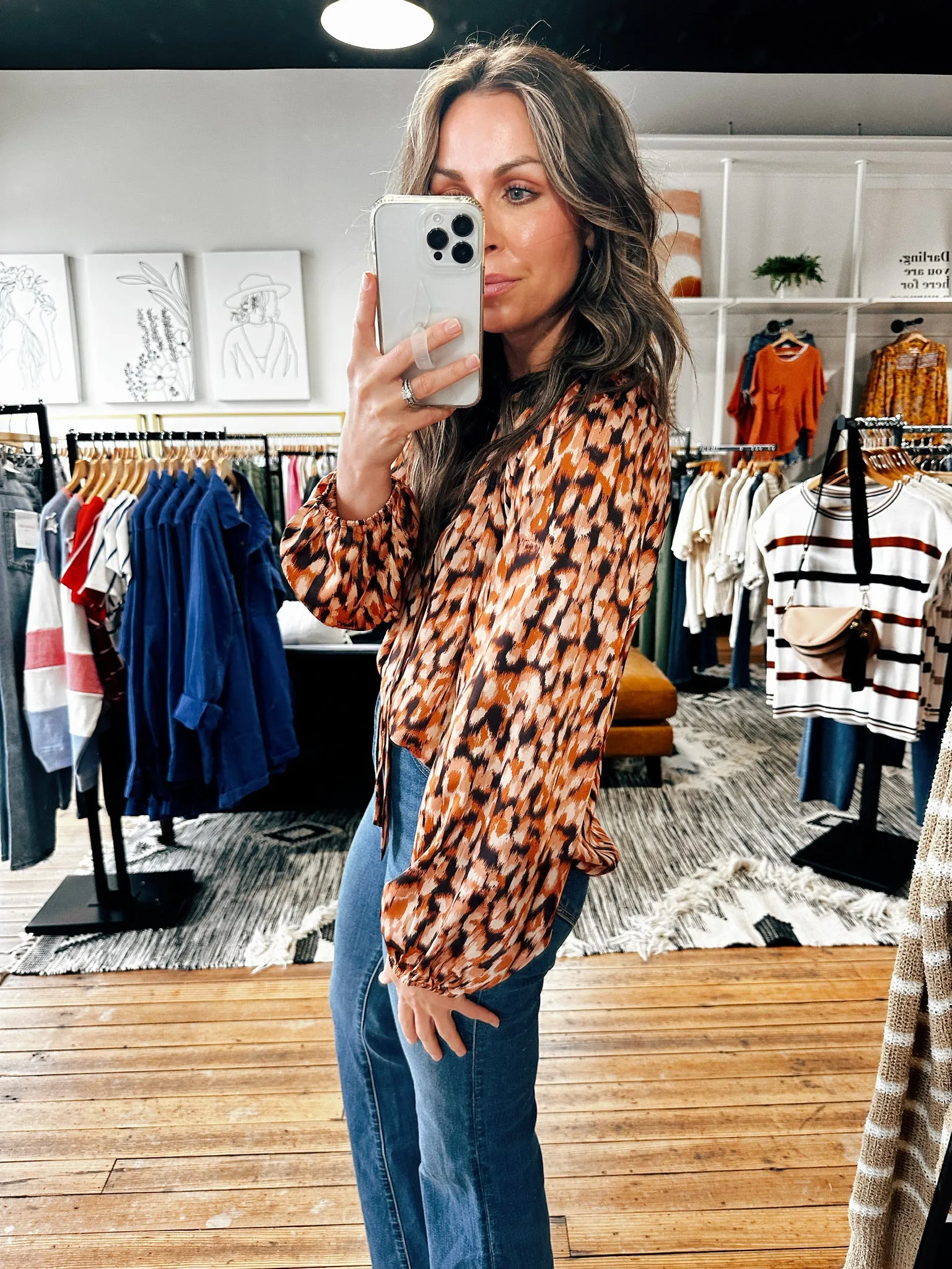 Brown Animal Print Blouse