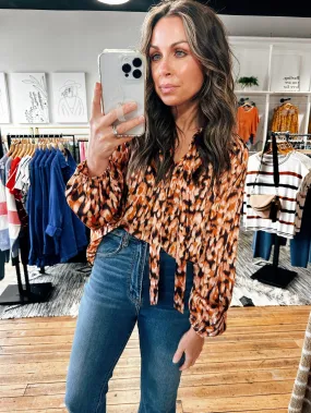 Brown Animal Print Blouse