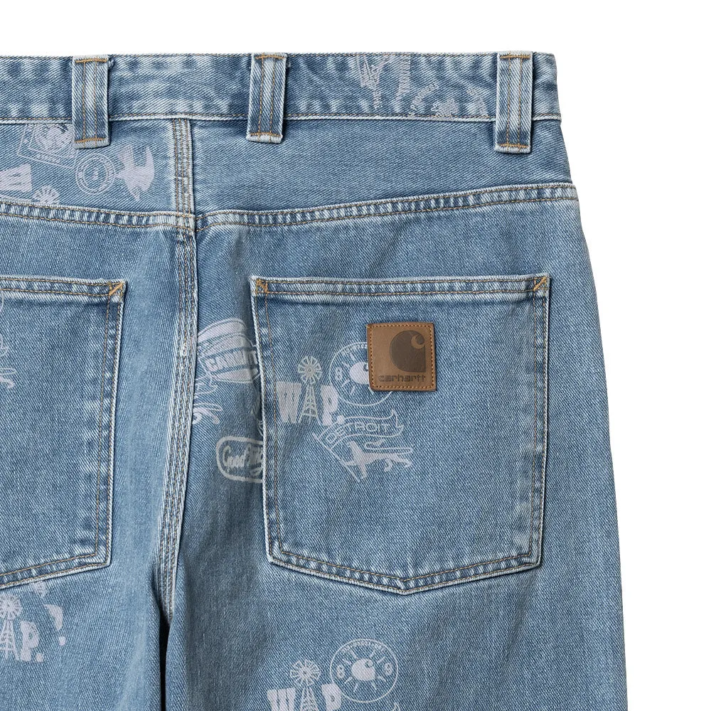 CARHARTT WIP STAMP PANT // STAMP PRINT/BLUE (BLEACHED)