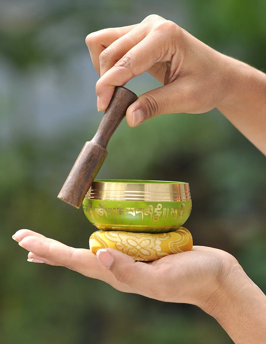 Chakra Colors and Black Painted Tibetan Singing Bowl