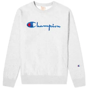 Champion Reverse Weave Big Script Crew SweatGrey