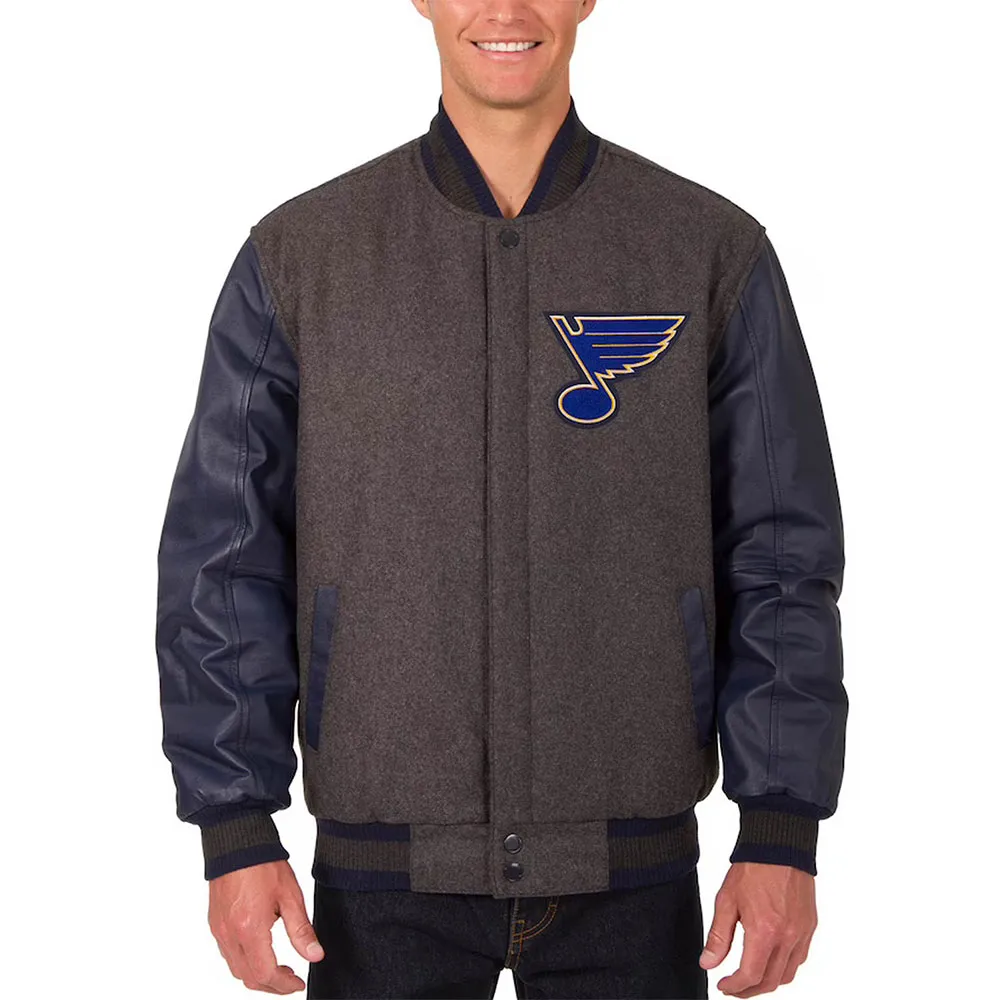 Charcoal and Navy St. Louis Blues Varsity Jacket