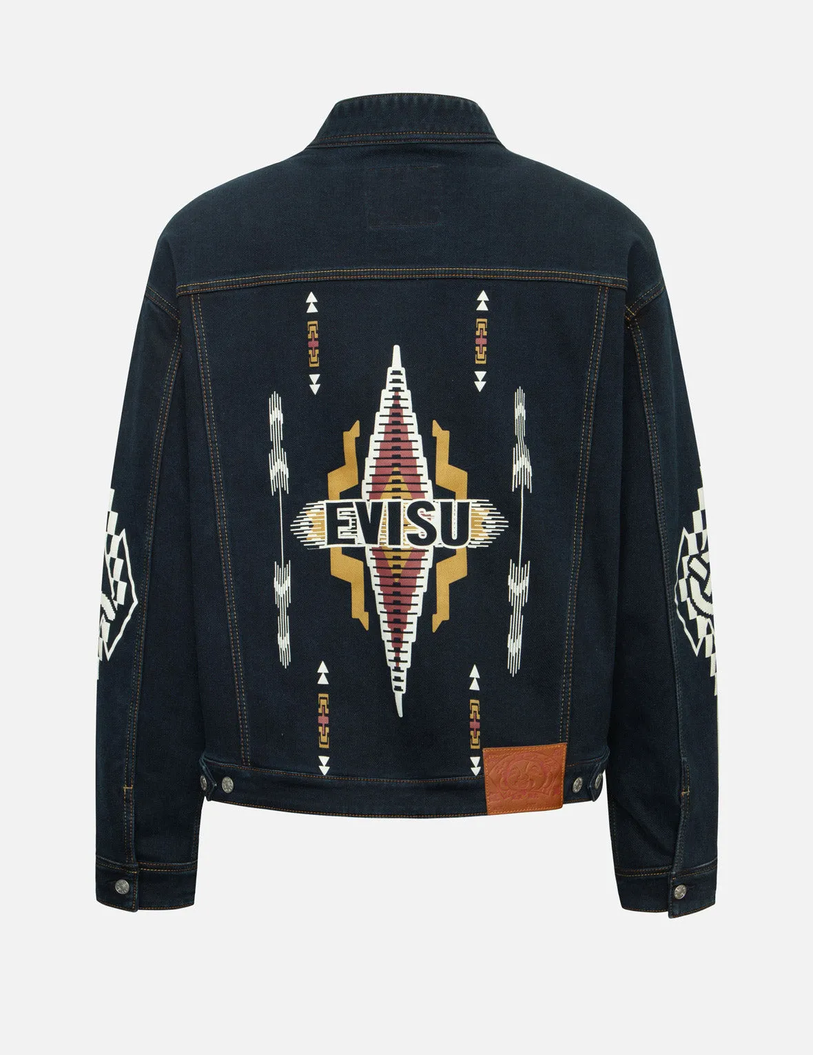 Chimayo Tapestry and Seagull Print Reversible Boxy Denim Jacket