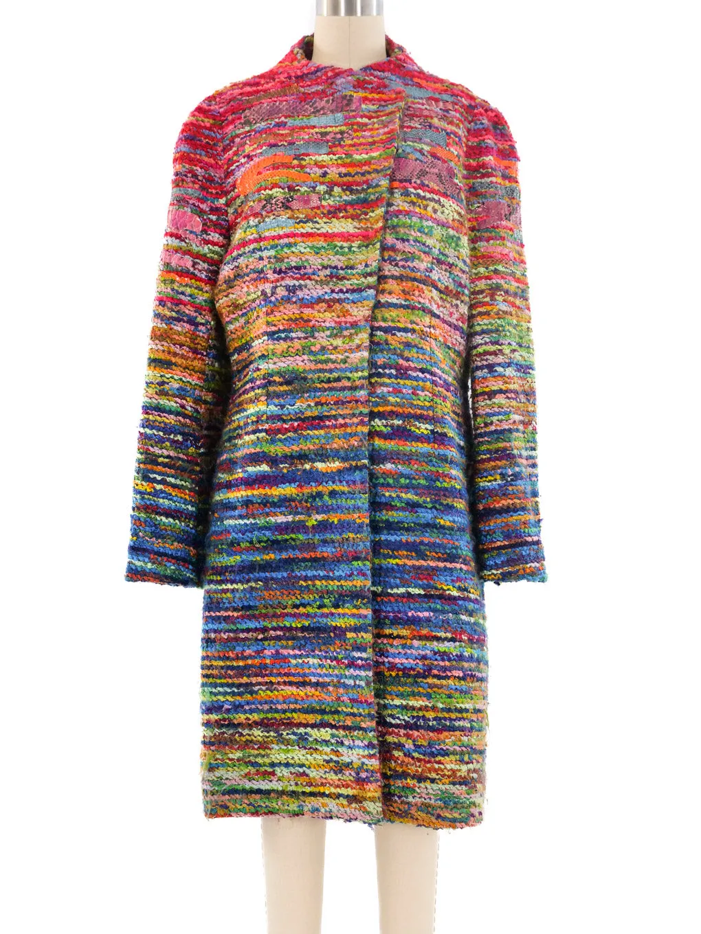 Christian Lacroix Snakeskin Trimmed Rainbow Tweed Coat