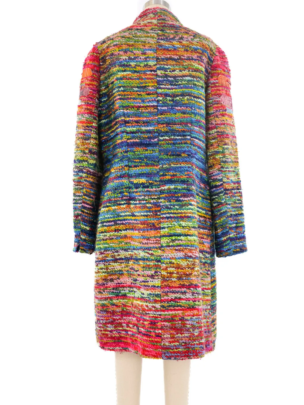 Christian Lacroix Snakeskin Trimmed Rainbow Tweed Coat